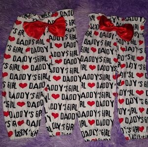 Twin Daddy's Girl Matching Pants with Red Bows